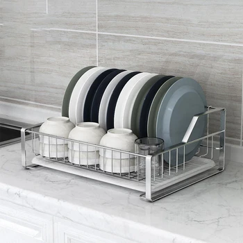 304 Stainless steel dish rack Countertop drain Kitchen storage items dry accessories organizer supplies dishes and plates rack
304 Stainless steel dish rack Countertop drain Kitchen storage items dry accessories organizer supplies dishes and plates rack