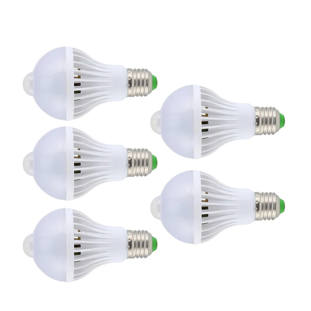 5-Piece E27 Screw Base LED PIR Automatic Motion Sensor Light Bulbs Home Energy Saving Lamp Bulb 5W 220V, White
5-Piece E27 Screw Base LED PIR Automatic Motion Sensor Light Bulbs Home Energy Saving Lamp Bulb 5W 220V, White