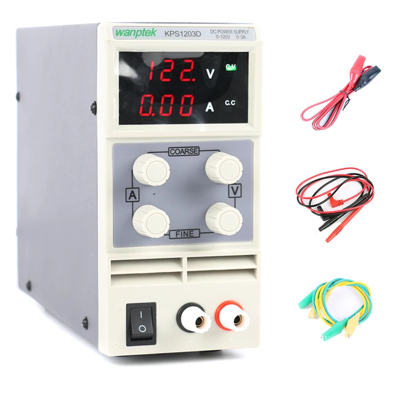 KPS1203D Adjustable High precision double LED display switch DC Power Supply protection function 120V3A 110V/220V 0.1V/0.01A EU
KPS1203D Adjustable High precision double LED display switch DC Power Supply protection function 120V3A 110V/220V 0.1V/0.01A EU