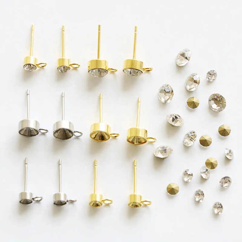 10pcs Stainless Steel Earring Settings 4/6mm Blank Bowl Pins Fit Sharp Bottom Cabochon Crystal Stud Ear jewelry DIY Findings
10pcs Stainless Steel Earring Settings 4/6mm Blank Bowl Pins Fit Sharp Bottom Cabochon Crystal Stud Ear jewelry DIY Findings