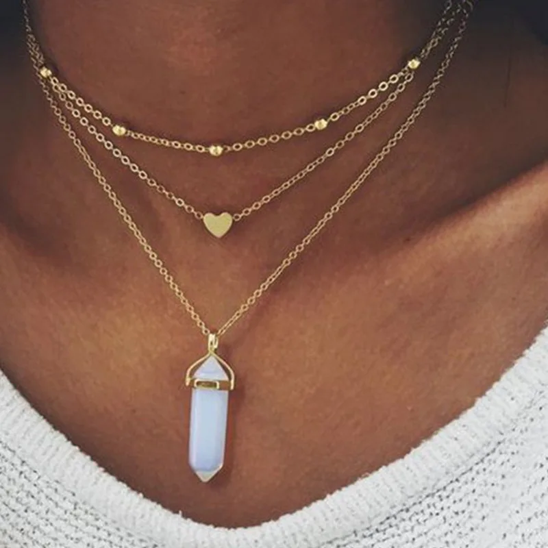2018 Vintage Steampunk Opal Stone Pendant Chocker Necklace 3pcs Gold Silver Multi Layer Heart Bead Long Necklace For Women Gift
2018 Vintage Steampunk Opal Stone Pendant Chocker Necklace 3pcs Gold Silver Multi Layer Heart Bead Long Necklace For Women Gift