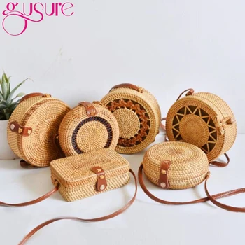 Gusure Woven Rattan Bag Round Straw Shoulder Bag Small Beach Handbags Women Summer Hollow Handmade Messenger Crossbody Bags
Gusure Woven Rattan Bag Round Straw Shoulder Bag Small Beach Handbags Women Summer Hollow Handmade Messenger Crossbody Bags