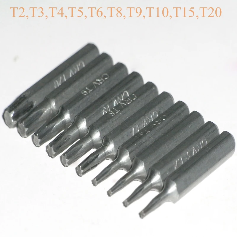 

New CR-V Torx Bit Set Including T2,T3,T4,T5,T6,T8,T9,T10,T15,T20 Screwdriver Bits, 10pcs/lot