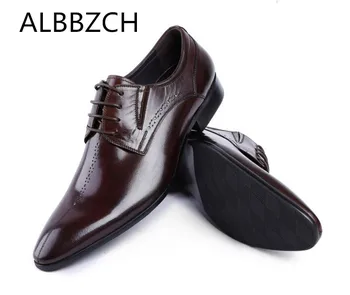 New Pointed Toe Genuine Leather Dress Men Shoes Men's Derby Wedding Shoes High Quality Business Office Work Man Shoes Size 38-44
New Pointed Toe Genuine Leather Dress Men Shoes Men's Derby Wedding Shoes High Quality Business Office Work Man Shoes Size 38-44