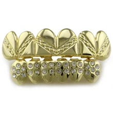 HIP HOP Teeth Grillz Gold Silver Color Top Teeth & Bottom caps wave Tooth Groll Set With Silicone Teeth Slugs Thin Gift YT0006 
HIP HOP Teeth Grillz Gold Silver Color Top Teeth & Bottom caps wave Tooth Groll Set With Silicone Teeth Slugs Thin Gift YT0006