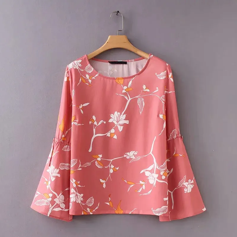 Flare Sleeve Pink Women Shirt Ethnic Autumn Loose Floral Printed Tops 2018 New Style Casual Blusas Mujer Elegant Blouses Camisas
Flare Sleeve Pink Women Shirt Ethnic Autumn Loose Floral Printed Tops 2018 New Style Casual Blusas Mujer Elegant Blouses Camisas