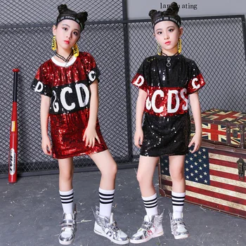 Jazz Dance Costume Hip Hop Clothing Kids Short Sleeve Sequin Top Dress Girls Street Dancing Wear Children Modern Stage DN2947
Jazz Dance Costume Hip Hop Clothing Kids Short Sleeve Sequin Top Dress Girls Street Dancing Wear Children Modern Stage DN2947