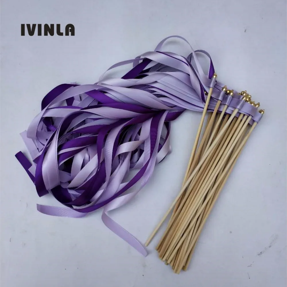 50pcs/lot Hot Purple and Light Purple 3stian ribbon Wedding ribbon Wands with gold Bells Streamers Birthday Party
50pcs/lot Hot Purple and Light Purple 3stian ribbon Wedding ribbon Wands with gold Bells Streamers Birthday Party