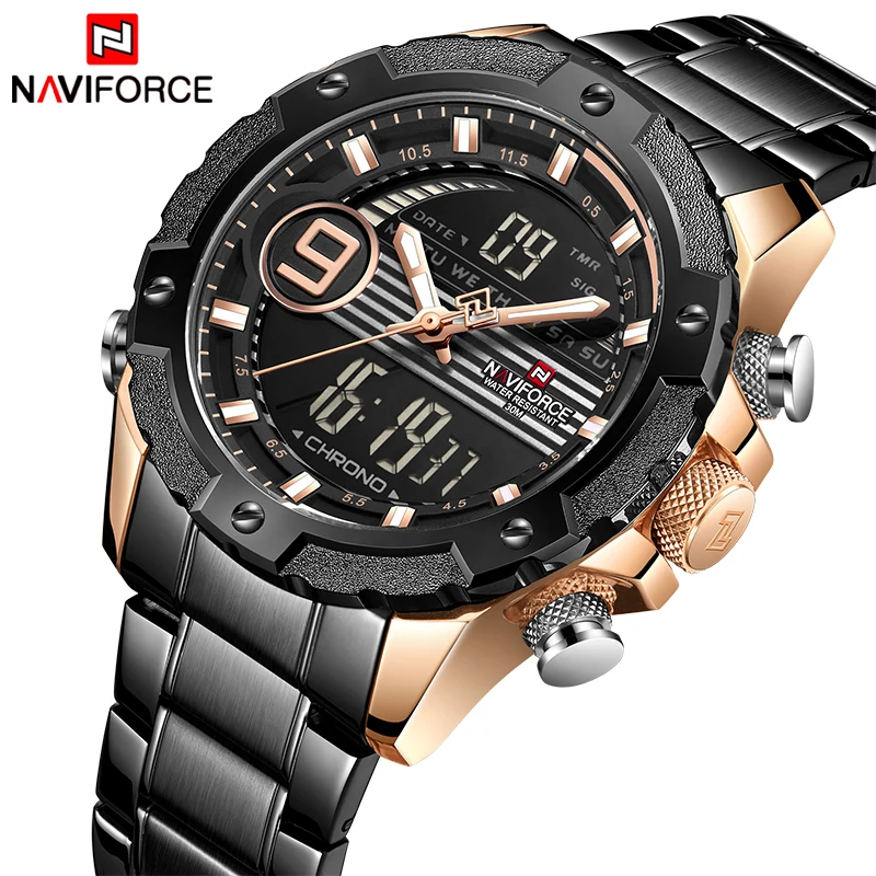 Топ люксовый бренд NAVIFORCE 2019 новые модные спортивные часы мужские кварцевые