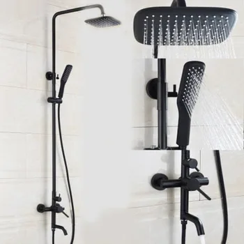 Bathroom Black Oil rubbed Solid Brass Bathtub Shower Set Wall Mounted 8" Rainfall Shower Tap Faucet 3-functions Mixer Valve
Bathroom Black Oil rubbed Solid Brass Bathtub Shower Set Wall Mounted 8" Rainfall Shower Tap Faucet 3-functions Mixer Valve