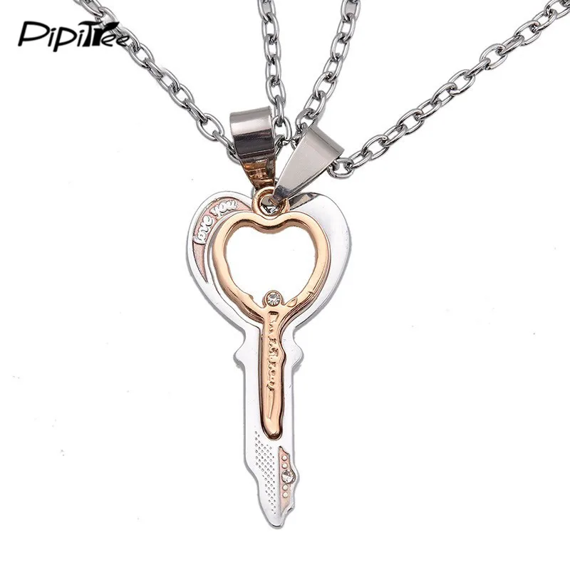 2 pcs a Pair New Double Heart &Key Matching Pendants for Lovers I Love You Couple Necklace Metal Chain Women Necklace Jewelry
2 pcs a Pair New Double Heart &Key Matching Pendants for Lovers I Love You Couple Necklace Metal Chain Women Necklace Jewelry