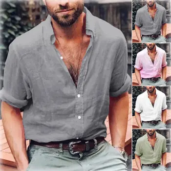 Fashion Men 2018 Casual Loose Blouse Shirts Summer Men's Linen Long Sleeve V-neck Shirts Loose Casual Blouses Jumper Tops New
Fashion Men 2018 Casual Loose Blouse Shirts Summer Men's Linen Long Sleeve V-neck Shirts Loose Casual Blouses Jumper Tops New