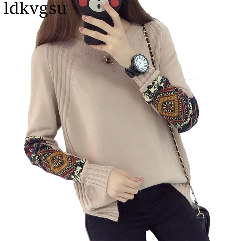2019 Autumn Winter Women Knitted Pullovers High Quality O-Neck Print Tops Plus Size Lady Sweaters Bottoming Shirt Girls A457
2019 Autumn Winter Women Knitted Pullovers High Quality O-Neck Print Tops Plus Size Lady Sweaters Bottoming Shirt Girls A457