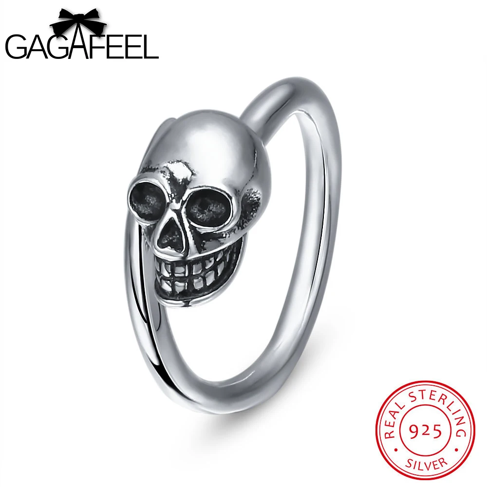 GAGAFEEL Ring For Male Genuine Sterling Silver Open Rings With Skeleton Skull 2MM Punk Unique Gift For Boys Evening Party
GAGAFEEL Ring For Male Genuine Sterling Silver Open Rings With Skeleton Skull 2MM Punk Unique Gift For Boys Evening Party