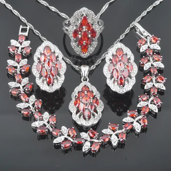 Exquisite Silver Color Jewelry Sets Women Red Stone White CZ Bracelet Necklace Earrings Ring Christmas Gift QS0507
Exquisite Silver Color Jewelry Sets Women Red Stone White CZ Bracelet Necklace Earrings Ring Christmas Gift QS0507