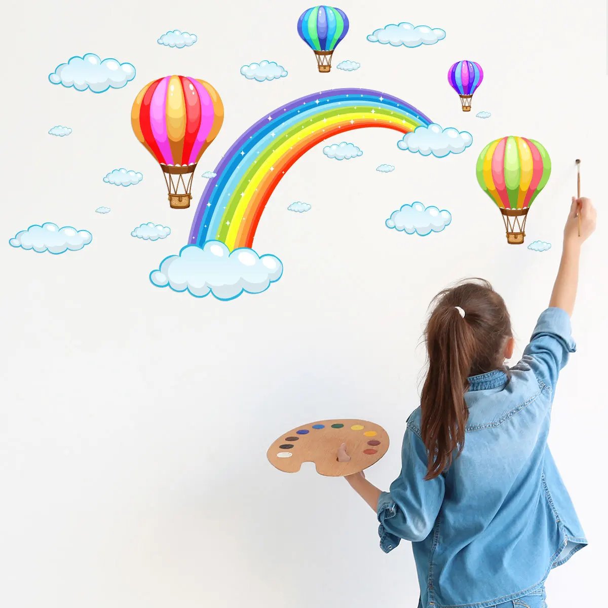 Cartoon Rainbow Cloud Hot AirBalloon Kids Bedroom Wall Sticker Living Room Decorative Wallpaper Birthday Festival Home Decal
Cartoon Rainbow Cloud Hot AirBalloon Kids Bedroom Wall Sticker Living Room Decorative Wallpaper Birthday Festival Home Decal