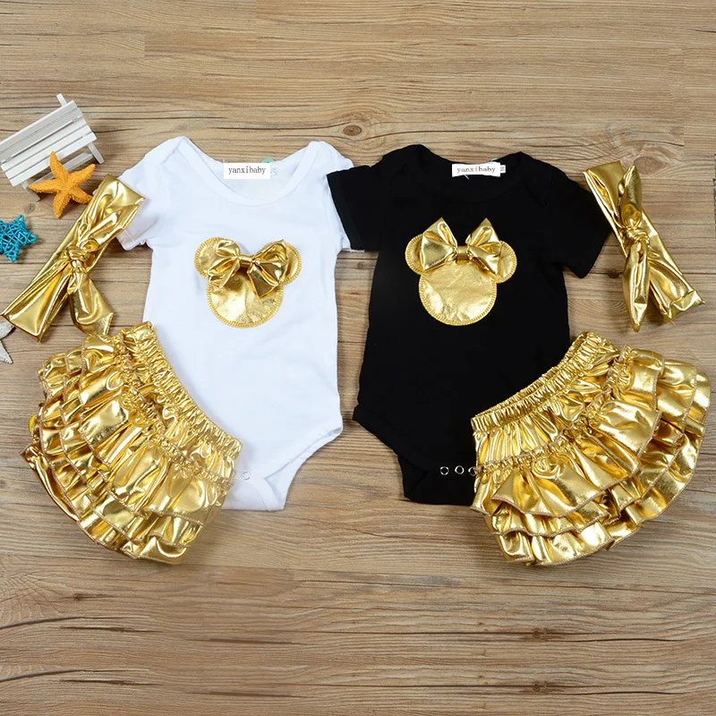 Retail 3Pcs Newborn Baby Girls Outfits Gold Suit Romper+Bloomers + Headband Suits Sweet Infant Kids Cartoon Clothes Set Outwear
Retail 3Pcs Newborn Baby Girls Outfits Gold Suit Romper+Bloomers + Headband Suits Sweet Infant Kids Cartoon Clothes Set Outwear