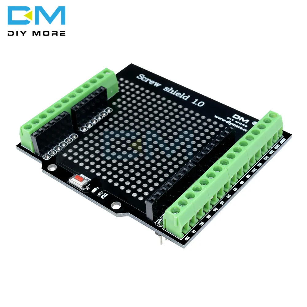 

Proto Screw Shield for Arduino Open Source Reset Button D13 LED NEW For Breadboard 3.81 Terminal Double-sided PCB SMT Solder DIY