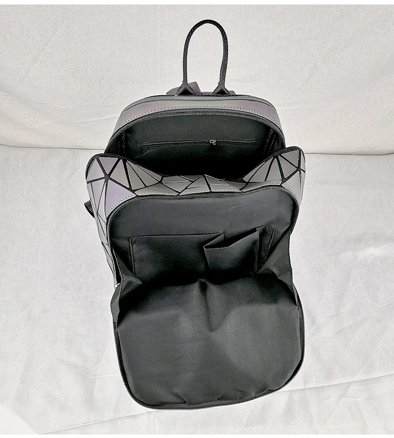 ZYJ Women Luminous Geometric Casual Backpacks Travel Girls Leather Laser Discoloration Shoulder School Backpack Mochila Bag (21)