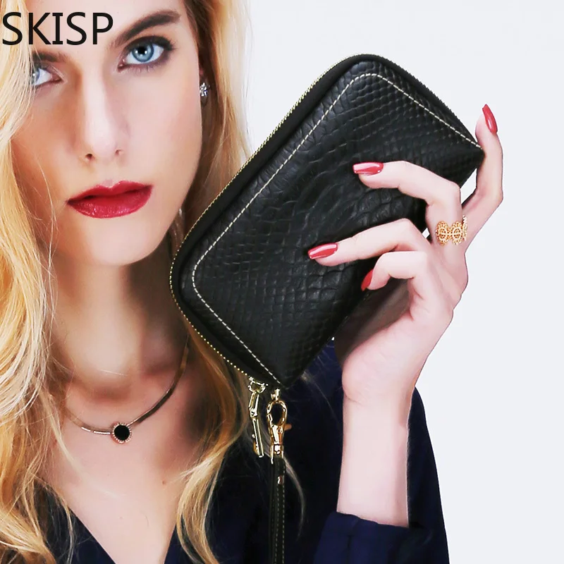 Women Genuine Leather Wallets Brand Long Black Clutch Standard Wallet Female Zipper Fashion Ladies Purse Cell Phone&Card Holder
Women Genuine Leather Wallets Brand Long Black Clutch Standard Wallet Female Zipper Fashion Ladies Purse Cell Phone&Card Holder