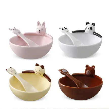 Cartoon Design Kids Ceramic Small Bowl Creative Cute Baby Soup Lunch Bowl With Spoon Household Children Eating Tableware Z839
Cartoon Design Kids Ceramic Small Bowl Creative Cute Baby Soup Lunch Bowl With Spoon Household Children Eating Tableware Z839