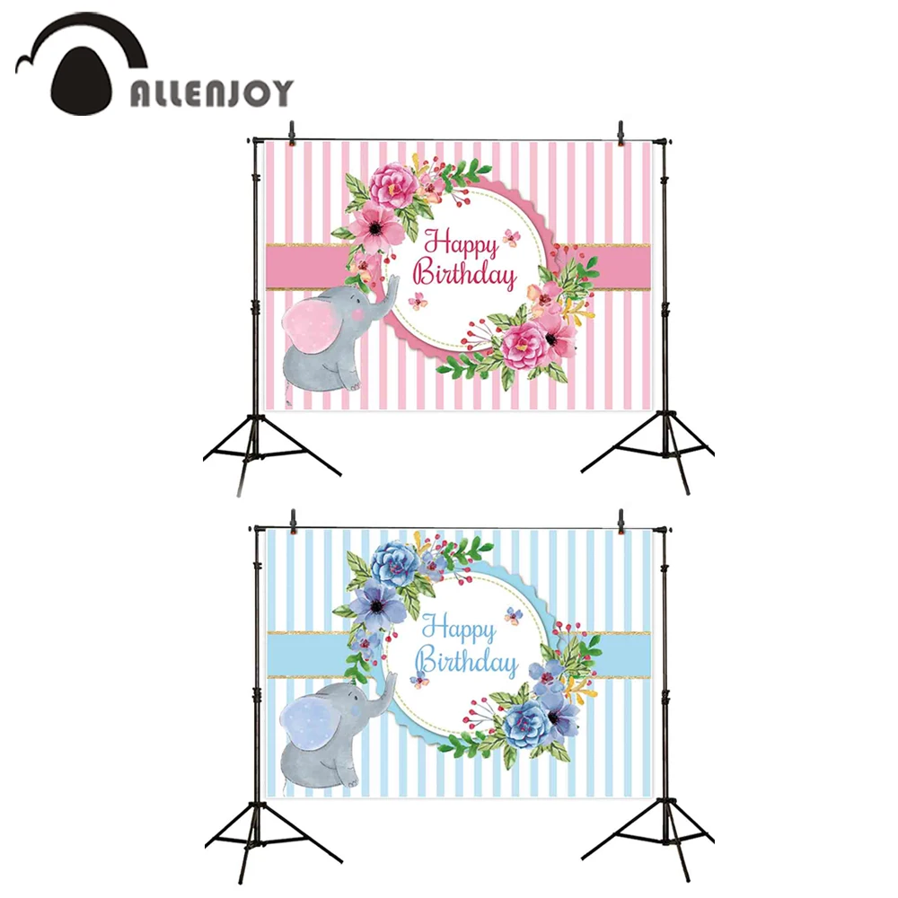 Allenjoy birthday backdrops photography pink blue stripe elephant flowers baby backgrounds for photo photocall photophone
Allenjoy birthday backdrops photography pink blue stripe elephant flowers baby backgrounds for photo photocall photophone