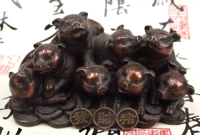 China Feng Shui Bronze Carved Eight Wealth Money fortune pig Lucky statue a 0518
China Feng Shui Bronze Carved Eight Wealth Money fortune pig Lucky statue a 0518