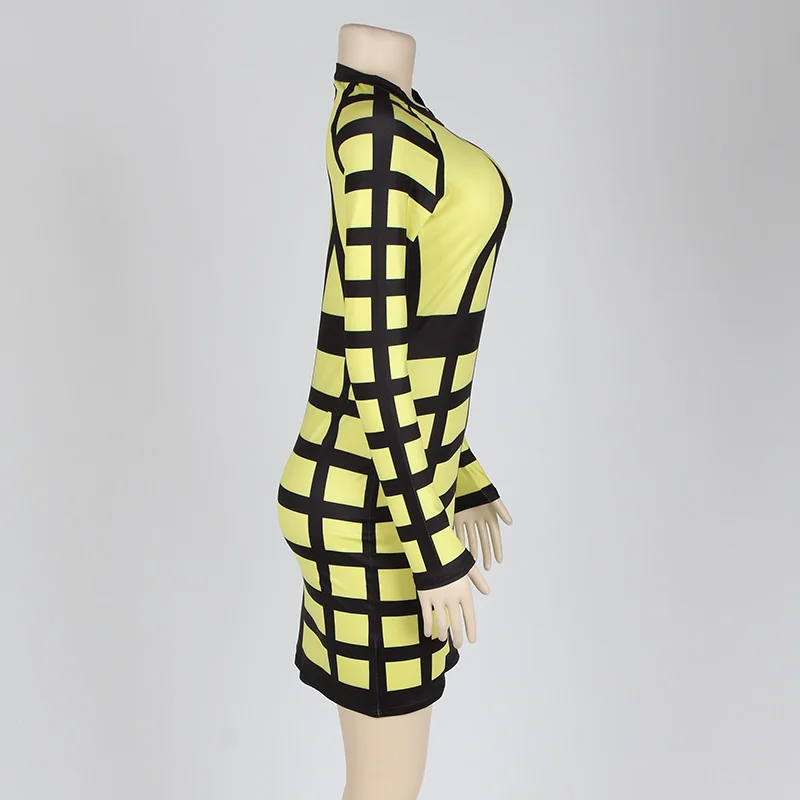 Kostlich Autumn 2017 Women O-Neck Long Sleeve Print Dress Mini Sexy Bodycon Women Dress Plus Size NightClub Wear Bandage Dress (23)