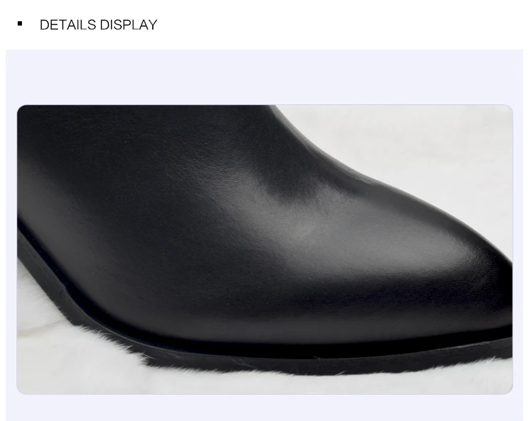 Donna-in calf leather women boots pointed toe thick heel ankle boots classic chelsea boots genuine leather ladies boots 96350-16 (5)