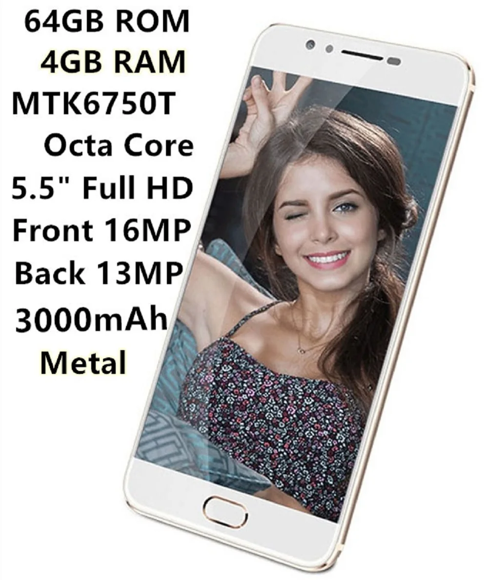 

64GB ROM 4GB RAM Front 16MP SANTIN HongQi HQ1 3000mAh 5.5" Full HD Octa Core 4G Mobiles Phone LTE Phone 4G Android phone K8 T5