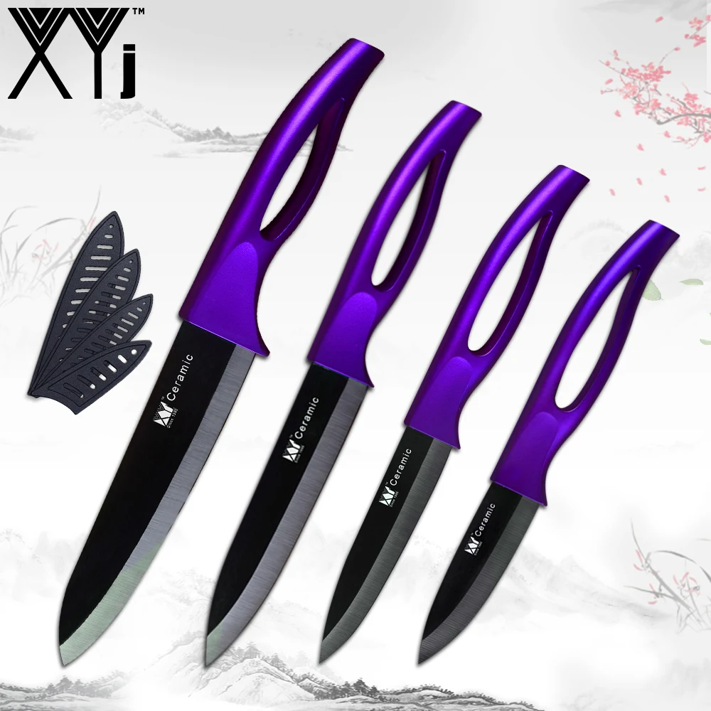 

XYj Meat Cleaver Zirconium Oxide Ceramic Kitchen Knife Sets Fruit Utility Slicing Chef Knives ABS+TPR Handle Ceramic Knives