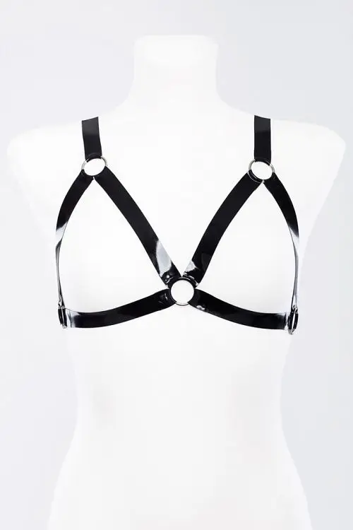 Latex Black Women Elastic Cage Bra Crop Top Body Latex Harness Sexy Rubber Belt with Metallic Rings
Latex Black Women Elastic Cage Bra Crop Top Body Latex Harness Sexy Rubber Belt with Metallic Rings