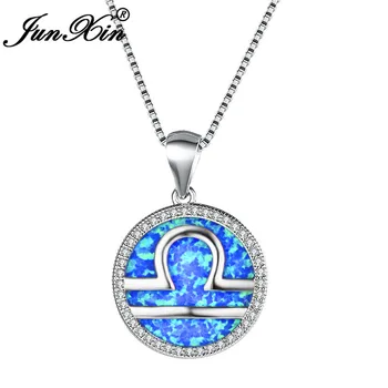JUNXIN White Gold Filled Constellation Libra Pendant Necklaces For Women Round CZ White Blue Fire Opal Necklace Female Jewelry
JUNXIN White Gold Filled Constellation Libra Pendant Necklaces For Women Round CZ White Blue Fire Opal Necklace Female Jewelry