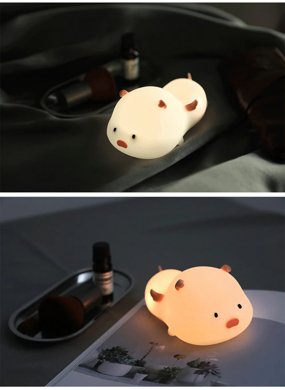 SuperNight Cute Pig LED Night Light Colorful Timing Dimmable Magnetic USB Silicone Bedroom Bedside Lamp for Children Kids Baby (10)