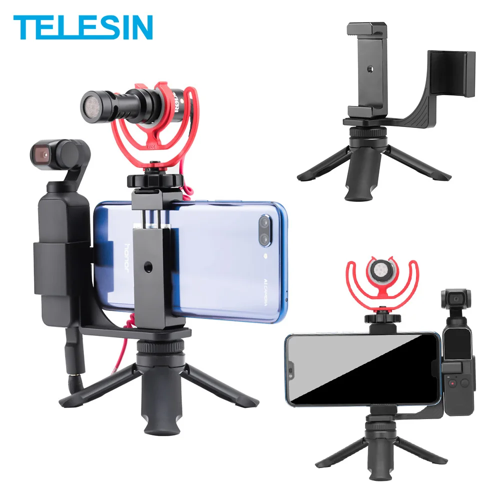 TELESIN Foldable Extended Camera Tripod Bracket + Phone Holder Clip Mount For DJI Osmo Pocket Handheld Gimbal Camera
TELESIN Foldable Extended Camera Tripod Bracket + Phone Holder Clip Mount For DJI Osmo Pocket Handheld Gimbal Camera