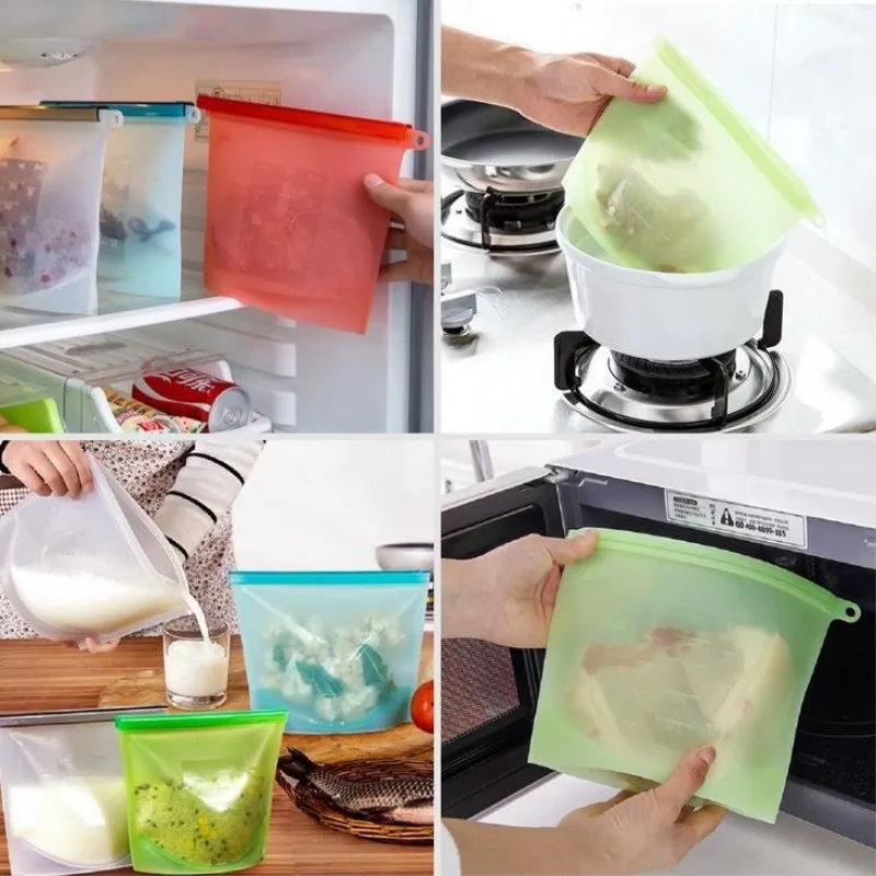 Reusable Vacuum Silicone Food Bag Multi-use Kitchen Cooking Utensil Storage Containers Refrigerator Bag
Reusable Vacuum Silicone Food Bag Multi-use Kitchen Cooking Utensil Storage Containers Refrigerator Bag