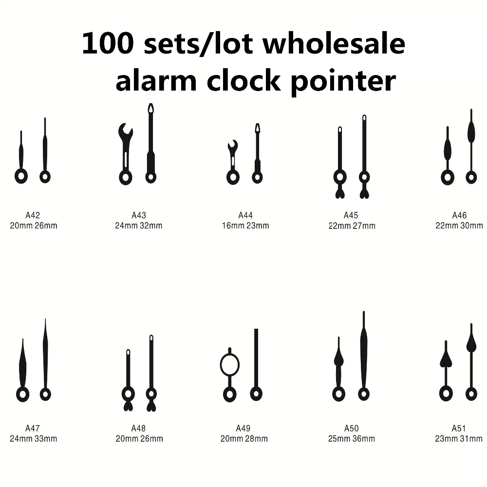 100 Sets DIY Alarm Clock hand Accessories Metal Needle Pointer Hour Hand Minute Hour Set Needles Clocks Home Decor Promotion
100 Sets DIY Alarm Clock hand Accessories Metal Needle Pointer Hour Hand Minute Hour Set Needles Clocks Home Decor Promotion