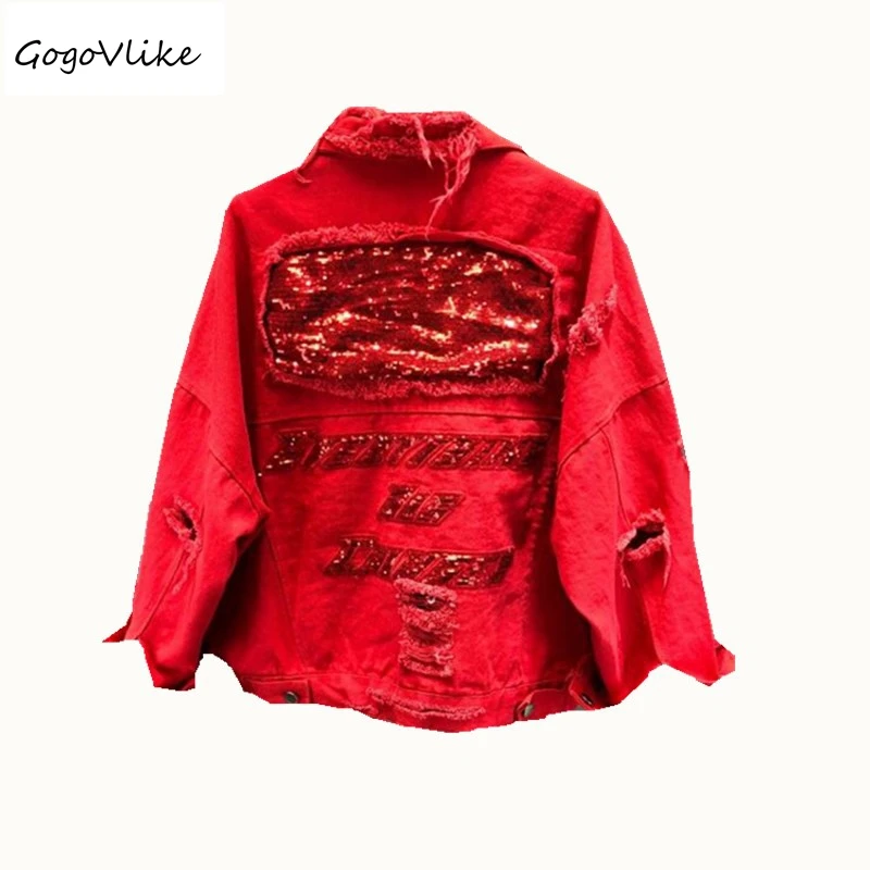 Ripped Denim coat Punk Rock Red Jeans jacket 2018 New Autumn Sequins Hip Hop Holes Jeans Coat Big Size Coats Korean LT544S50
Ripped Denim coat Punk Rock Red Jeans jacket 2018 New Autumn Sequins Hip Hop Holes Jeans Coat Big Size Coats Korean LT544S50