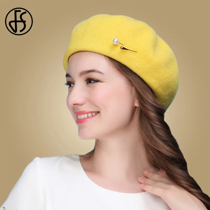FS Black Yellow Autumn Winter 100% Wool Beret Hats Women French Artist Felt Berets Warm Caps Elegant Fedoras Ladies Church Hat
FS Black Yellow Autumn Winter 100% Wool Beret Hats Women French Artist Felt Berets Warm Caps Elegant Fedoras Ladies Church Hat
