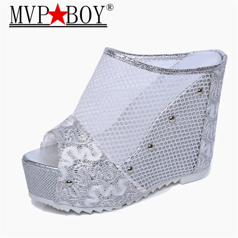 Mvp Boy Woman Peep Toe Sandals Women's Slides Sexy Lace Mesh Super High Platform Heels Summer Wedge Slipper's Black Silver Gold
Mvp Boy Woman Peep Toe Sandals Women's Slides Sexy Lace Mesh Super High Platform Heels Summer Wedge Slipper's Black Silver Gold