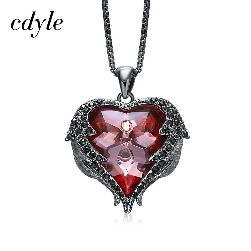 Cdyle Gothic Black Angel Wing Sparkling Red Heart Crystal from Swarovski Drop Pendant Necklace for Halloween Jewelry Gift
Cdyle Gothic Black Angel Wing Sparkling Red Heart Crystal from Swarovski Drop Pendant Necklace for Halloween Jewelry Gift