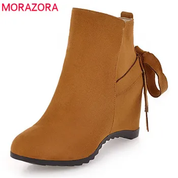 MORAZORA 2020 new arrival round toe autumn winter boots women zipper flock ankle boots elegant solid color wedges shoes woman
MORAZORA 2020 new arrival round toe autumn winter boots women zipper flock ankle boots elegant solid color wedges shoes woman