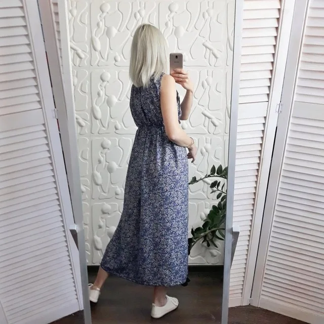   Floral Print Tie Shoulder Sleeveless Maxi Dress