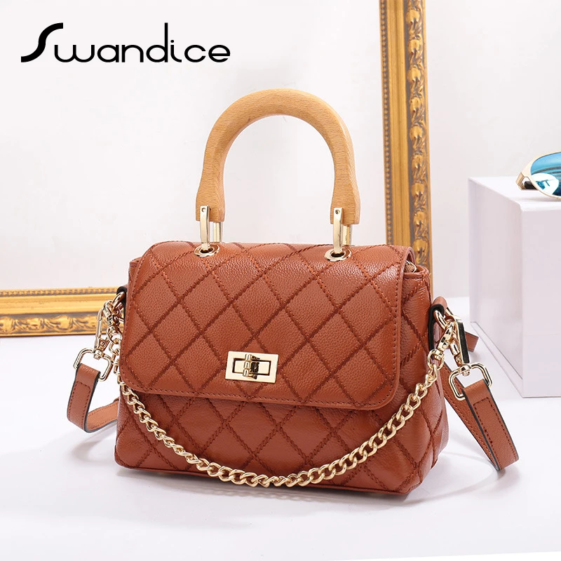 100% Real Genuine Cow Leather Wood Handle Quilted Plaid Flap Chain Handbags Crossbody Messenger Shoulder Bags Women Female 2019
100% Real Genuine Cow Leather Wood Handle Quilted Plaid Flap Chain Handbags Crossbody Messenger Shoulder Bags Women Female 2019