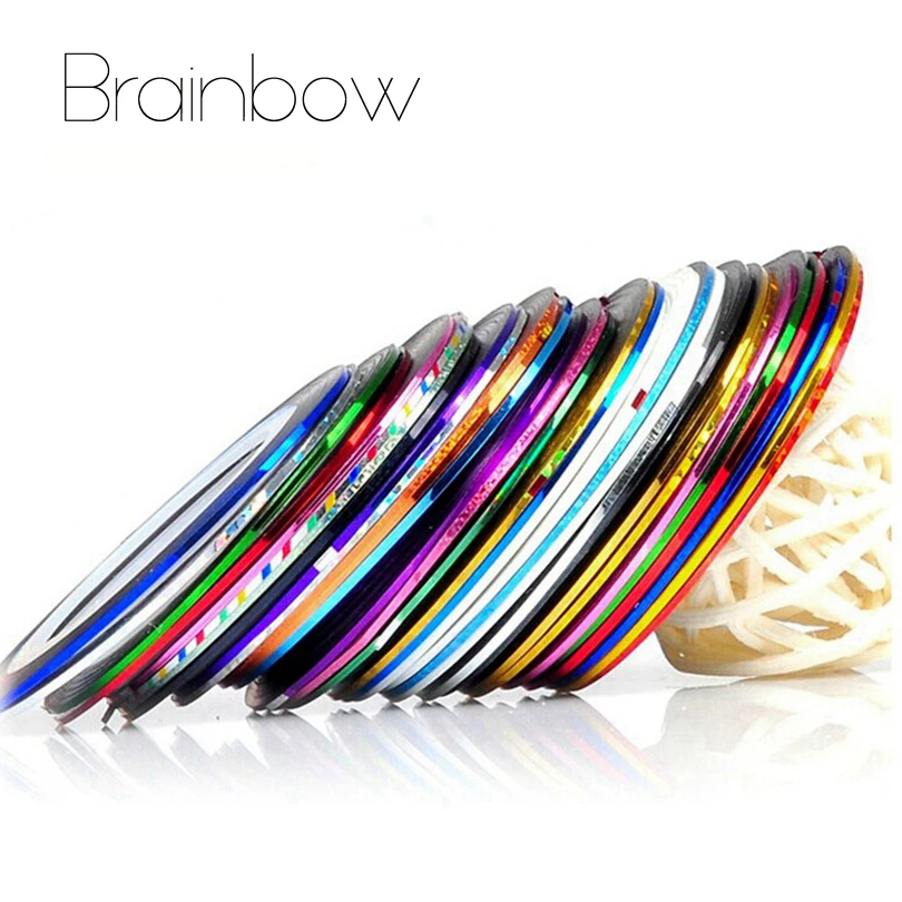 20 видов цветов Brainbow/набор металлических рулонов полосатая лента линия для