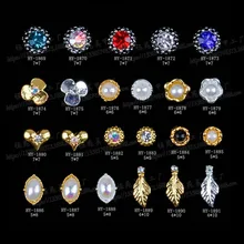 10 шт./партия, сплав для маникюра, искусство 3d, плоские цветы, бриллианты, жемчужные украшения, стразы, узоры для ногтей(China)