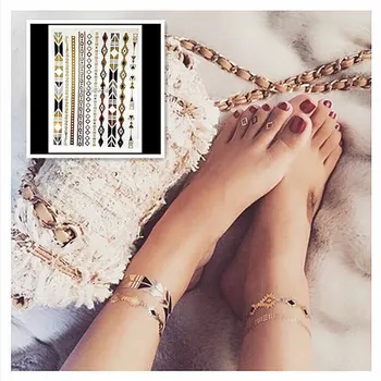 Body art Tattoos stickers DIY Flash Tattoo Gold Silver Metallic Temporary Tattoos Golden mandala bracelet makeup girls tattoo
Body art Tattoos stickers DIY Flash Tattoo Gold Silver Metallic Temporary Tattoos Golden mandala bracelet makeup girls tattoo