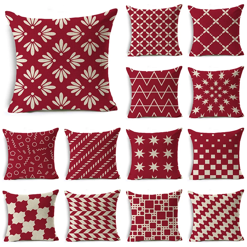 WZH Red and White Geometry Cushion Cover 45x45cm Linen Decorative Pillow Cover Sofa Bed Pillow Case
WZH Red and White Geometry Cushion Cover 45x45cm Linen Decorative Pillow Cover Sofa Bed Pillow Case