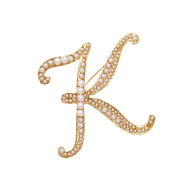 Women Alphabet Brooches Alloy English Letter K Imitation Pearl Brooch Pins Female Jewelry Clothing Accessories
Women Alphabet Brooches Alloy English Letter K Imitation Pearl Brooch Pins Female Jewelry Clothing Accessories