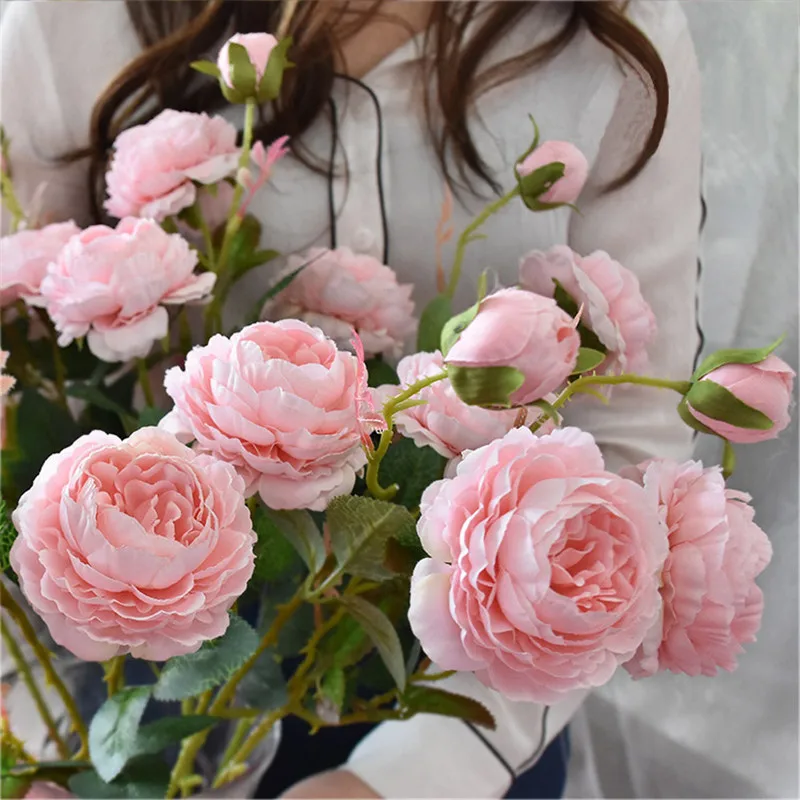 Artificial Flowers Peony 3 Heads and 1 Head Vivid Flores Artificiales Fake Silk Bridal Wedding Decor Wreath Gland Home
Artificial Flowers Peony 3 Heads and 1 Head Vivid Flores Artificiales Fake Silk Bridal Wedding Decor Wreath Gland Home